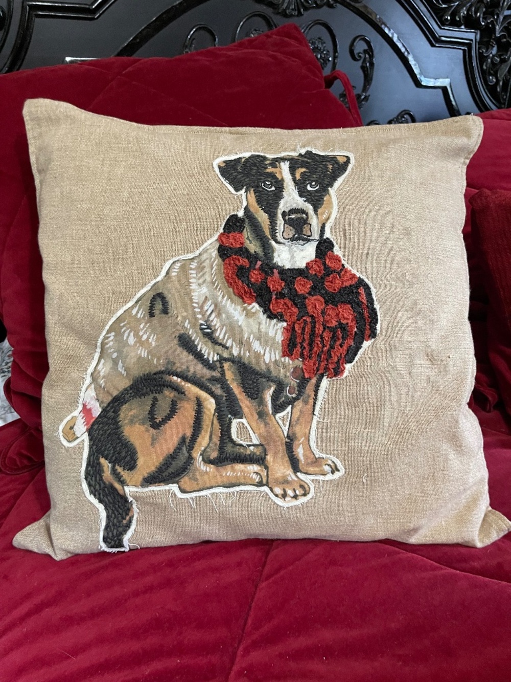 Pottery Barn dog pillow with insert